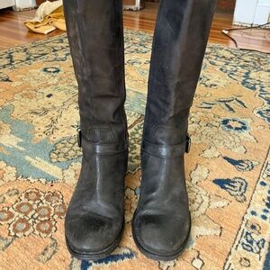 Francesco morichetti knee high black leather boots, 39